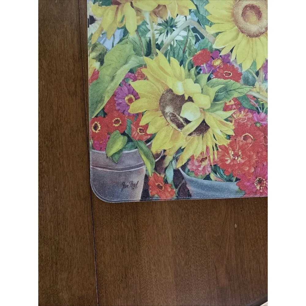Jan Ford Plastic 2-Sided Sunflower Vintage Placemats Set of 3 - 11 x 17 inches